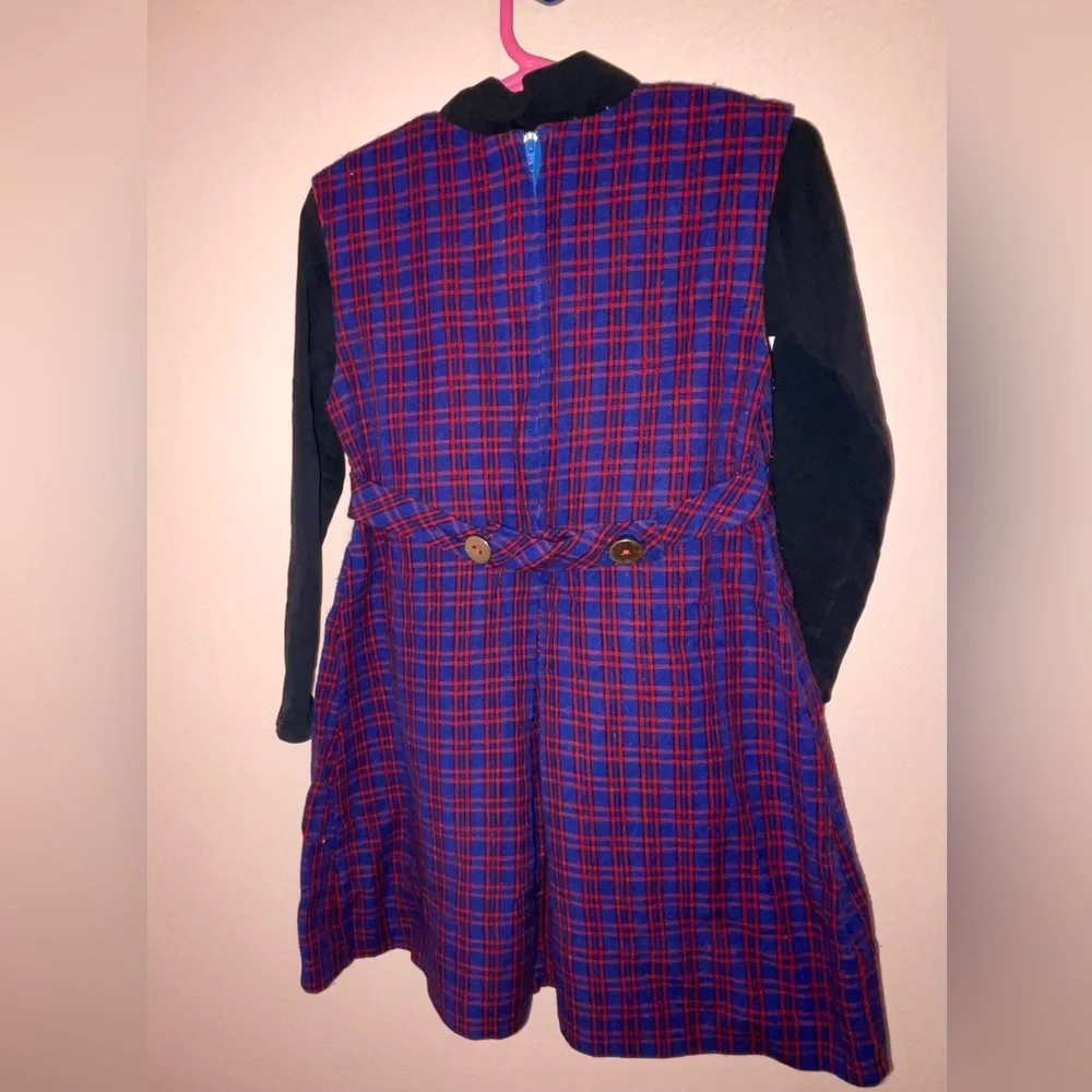 Toddler Girls Fall Outfit 2 Pieces size 2/3 Vintage Plaid Red &‎ Navy Dre…